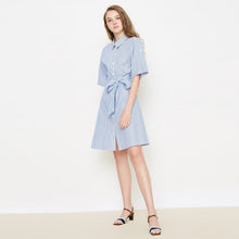 Load image into Gallery viewer, Striped Short Sleeved Shirt Dress
